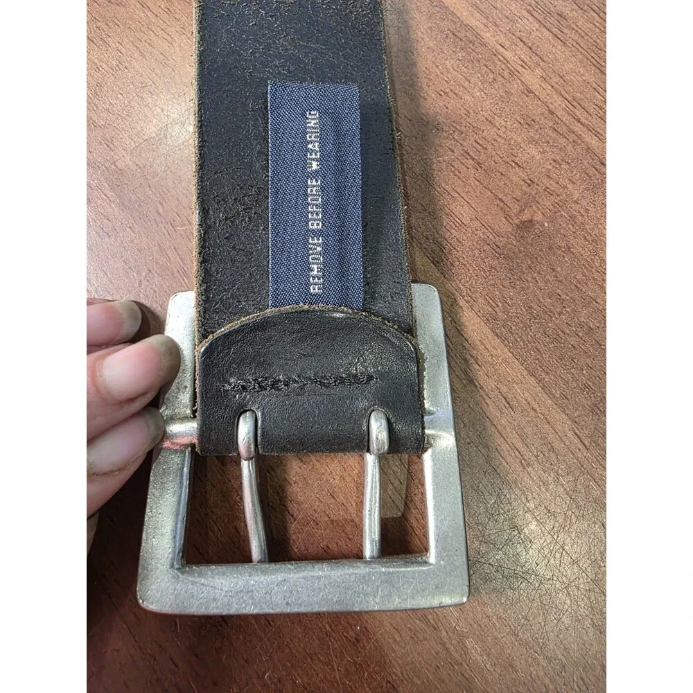 Banana Republic Men's Italian Leather Belt Double Prong Buckle Black Size 36
